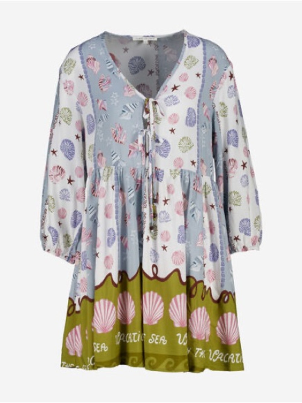 Label of Love Boho Seashell Print Babydoll Dress - Multi